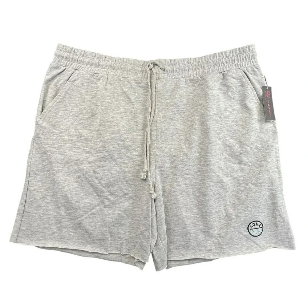 No Boundaries Women Heather Gray Sweat Shorts Drawstring Waist Pockets Size XXXL